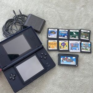 Nintendo DS Lite with games and charger